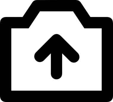 Siyah ve Beyaz Logo Simgesi PNG Biçimini Yükle. Web Sitesi Düğmesi, Mobil Uygulama Arayüzü, Dosya Aktarımı, Belge Paylaşımı, Bulut Depolama ve Veri Yedekleme için Minimalist Düz Tasarımlı Tek Renkli Ok Gönderme İşareti Grafiksel Elemanı