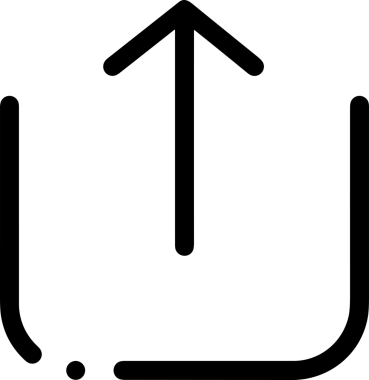 Siyah ve Beyaz Logo Simgesi PNG Biçimini Yükle. Web Sitesi Düğmesi, Mobil Uygulama Arayüzü, Dosya Aktarımı, Belge Paylaşımı, Bulut Depolama ve Veri Yedekleme için Minimalist Düz Tasarımlı Tek Renkli Ok Gönderme İşareti Grafiksel Elemanı