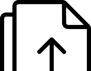 Siyah ve Beyaz Logo Simgesi PNG Biçimini Yükle. Web Sitesi Düğmesi, Mobil Uygulama Arayüzü, Dosya Aktarımı, Belge Paylaşımı, Bulut Depolama ve Veri Yedekleme için Minimalist Düz Tasarımlı Tek Renkli Ok Gönderme İşareti Grafiksel Elemanı