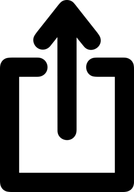 Siyah ve Beyaz Logo Simgesi PNG Biçimini Yükle. Web Sitesi Düğmesi, Mobil Uygulama Arayüzü, Dosya Aktarımı, Belge Paylaşımı, Bulut Depolama ve Veri Yedekleme için Minimalist Düz Tasarımlı Tek Renkli Ok Gönderme İşareti Grafiksel Elemanı