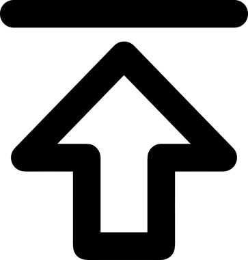 Siyah ve Beyaz Logo Simgesi PNG Biçimini Yükle. Web Sitesi Düğmesi, Mobil Uygulama Arayüzü, Dosya Aktarımı, Belge Paylaşımı, Bulut Depolama ve Veri Yedekleme için Minimalist Düz Tasarımlı Tek Renkli Ok Gönderme İşareti Grafiksel Elemanı