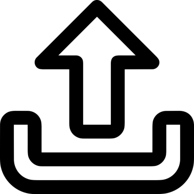 Siyah ve Beyaz Logo Simgesi PNG Biçimini Yükle. Web Sitesi Düğmesi, Mobil Uygulama Arayüzü, Dosya Aktarımı, Belge Paylaşımı, Bulut Depolama ve Veri Yedekleme için Minimalist Düz Tasarımlı Tek Renkli Ok Gönderme İşareti Grafiksel Elemanı