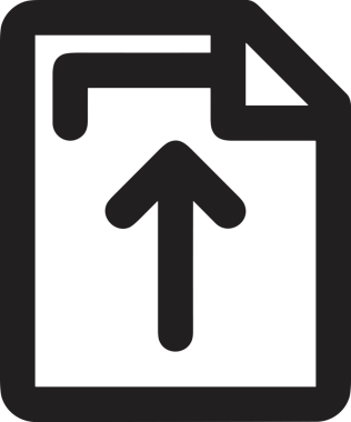 Siyah ve Beyaz Logo Simgesi PNG Biçimini Yükle. Web Sitesi Düğmesi, Mobil Uygulama Arayüzü, Dosya Aktarımı, Belge Paylaşımı, Bulut Depolama ve Veri Yedekleme için Minimalist Düz Tasarımlı Tek Renkli Ok Gönderme İşareti Grafiksel Elemanı