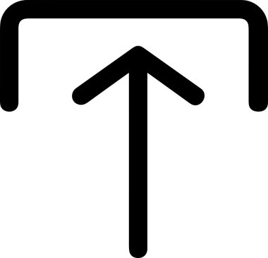 Siyah ve Beyaz Logo Simgesi PNG Biçimini Yükle. Web Sitesi Düğmesi, Mobil Uygulama Arayüzü, Dosya Aktarımı, Belge Paylaşımı, Bulut Depolama ve Veri Yedekleme için Minimalist Düz Tasarımlı Tek Renkli Ok Gönderme İşareti Grafiksel Elemanı