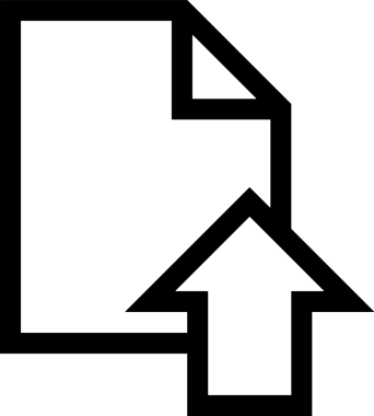 Siyah ve Beyaz Logo Simgesi PNG Biçimini Yükle. Web Sitesi Düğmesi, Mobil Uygulama Arayüzü, Dosya Aktarımı, Belge Paylaşımı, Bulut Depolama ve Veri Yedekleme için Minimalist Düz Tasarımlı Tek Renkli Ok Gönderme İşareti Grafiksel Elemanı