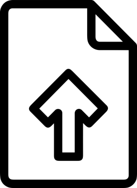Siyah ve Beyaz Logo Simgesi PNG Biçimini Yükle. Web Sitesi Düğmesi, Mobil Uygulama Arayüzü, Dosya Aktarımı, Belge Paylaşımı, Bulut Depolama ve Veri Yedekleme için Minimalist Düz Tasarımlı Tek Renkli Ok Gönderme İşareti Grafiksel Elemanı