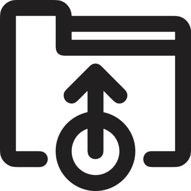 Siyah ve Beyaz Logo Simgesi PNG Biçimini Yükle. Web Sitesi Düğmesi, Mobil Uygulama Arayüzü, Dosya Aktarımı, Belge Paylaşımı, Bulut Depolama ve Veri Yedekleme için Minimalist Düz Tasarımlı Tek Renkli Ok Gönderme İşareti Grafiksel Elemanı