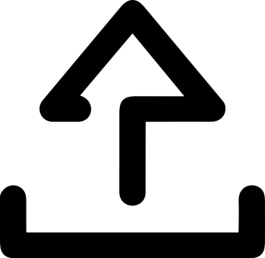 Siyah ve Beyaz Logo Simgesi PNG Biçimini Yükle. Web Sitesi Düğmesi, Mobil Uygulama Arayüzü, Dosya Aktarımı, Belge Paylaşımı, Bulut Depolama ve Veri Yedekleme için Minimalist Düz Tasarımlı Tek Renkli Ok Gönderme İşareti Grafiksel Elemanı