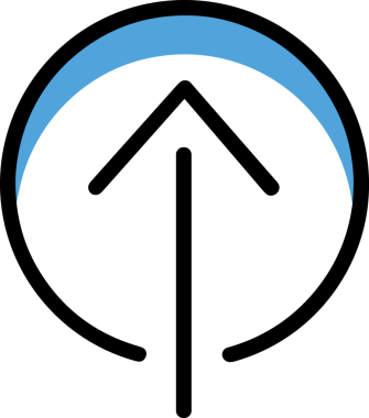 Siyah ve Beyaz Logo Simgesi PNG Biçimini Yükle. Web Sitesi Düğmesi, Mobil Uygulama Arayüzü, Dosya Aktarımı, Belge Paylaşımı, Bulut Depolama ve Veri Yedekleme için Minimalist Düz Tasarımlı Tek Renkli Ok Gönderme İşareti Grafiksel Elemanı