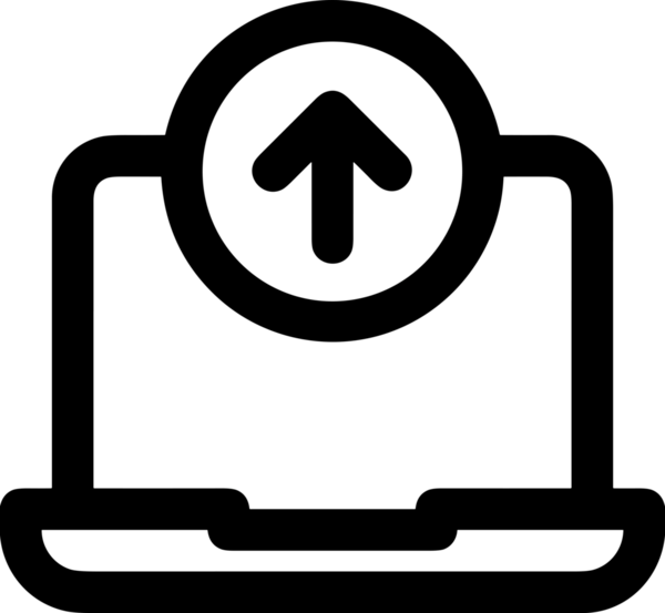 Siyah ve Beyaz Logo Simgesi PNG Biçimini Yükle. Web Sitesi Düğmesi, Mobil Uygulama Arayüzü, Dosya Aktarımı, Belge Paylaşımı, Bulut Depolama ve Veri Yedekleme için Minimalist Düz Tasarımlı Tek Renkli Ok Gönderme İşareti Grafiksel Elemanı