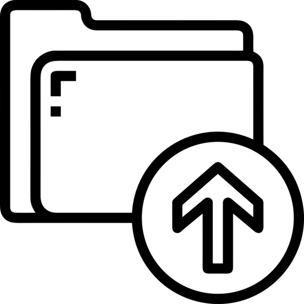 Siyah ve Beyaz Logo Simgesi PNG Biçimini Yükle. Web Sitesi Düğmesi, Mobil Uygulama Arayüzü, Dosya Aktarımı, Belge Paylaşımı, Bulut Depolama ve Veri Yedekleme için Minimalist Düz Tasarımlı Tek Renkli Ok Gönderme İşareti Grafiksel Elemanı