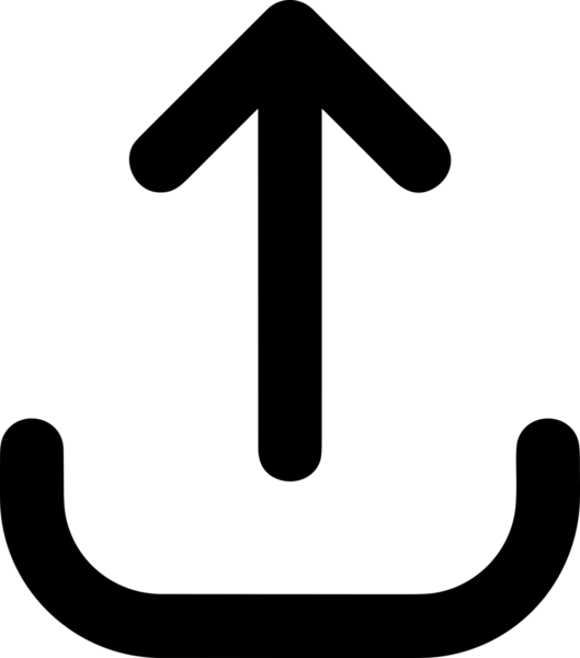 Siyah ve Beyaz Logo Simgesi PNG Biçimini Yükle. Web Sitesi Düğmesi, Mobil Uygulama Arayüzü, Dosya Aktarımı, Belge Paylaşımı, Bulut Depolama ve Veri Depolama için Minimalist Düz Tasarımlı Tek Renk Oku İşaretli Grafik Elemanı 