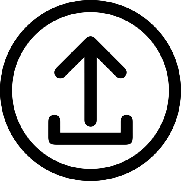 Siyah ve Beyaz Logo Simgesi PNG Biçimini Yükle. Web Sitesi Düğmesi, Mobil Uygulama Arayüzü, Dosya Aktarımı, Belge Paylaşımı, Bulut Depolama ve Veri Yedekleme için Minimalist Düz Tasarımlı Tek Renkli Ok Gönderme İşareti Grafiksel Elemanı