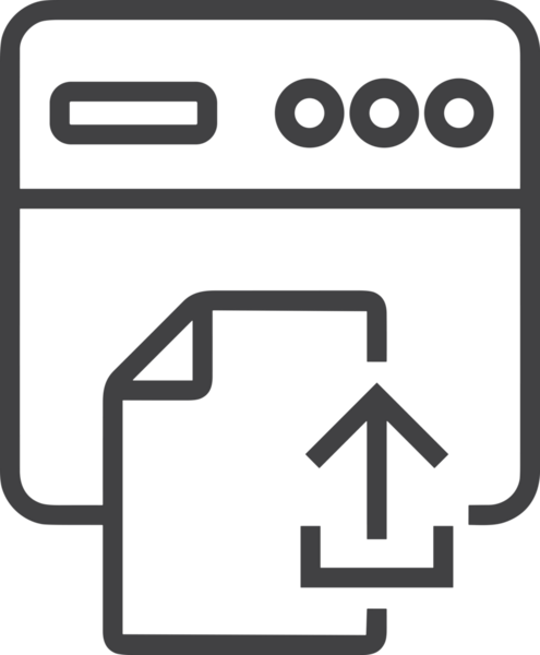 Siyah ve Beyaz Logo Simgesi PNG Biçimini Yükle. Web Sitesi Düğmesi, Mobil Uygulama Arayüzü, Dosya Aktarımı, Belge Paylaşımı, Bulut Depolama ve Veri Yedekleme için Minimalist Düz Tasarımlı Tek Renkli Ok Gönderme İşareti Grafiksel Elemanı