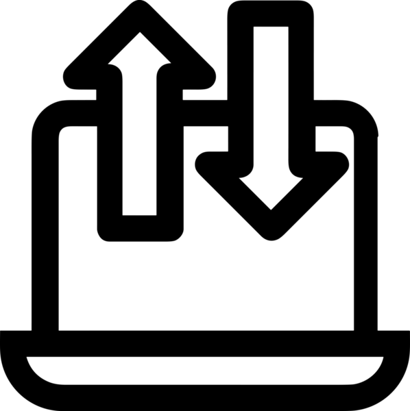 Siyah ve Beyaz Logo Simgesi PNG Biçimini Yükle. Web Sitesi Düğmesi, Mobil Uygulama Arayüzü, Dosya Aktarımı, Belge Paylaşımı, Bulut Depolama ve Veri Yedekleme için Minimalist Düz Tasarımlı Tek Renkli Ok Gönderme İşareti Grafiksel Elemanı