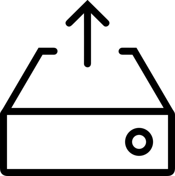 Siyah ve Beyaz Logo Simgesi PNG Biçimini Yükle. Web Sitesi Düğmesi, Mobil Uygulama Arayüzü, Dosya Aktarımı, Belge Paylaşımı, Bulut Depolama ve Veri Yedekleme için Minimalist Düz Tasarımlı Tek Renkli Ok Gönderme İşareti Grafiksel Elemanı