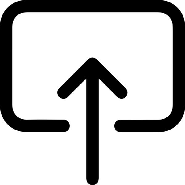 Siyah ve Beyaz Logo Simgesi PNG Biçimini Yükle. Web Sitesi Düğmesi, Mobil Uygulama Arayüzü, Dosya Aktarımı, Belge Paylaşımı, Bulut Depolama ve Veri Yedekleme için Minimalist Düz Tasarımlı Tek Renkli Ok Gönderme İşareti Grafiksel Elemanı