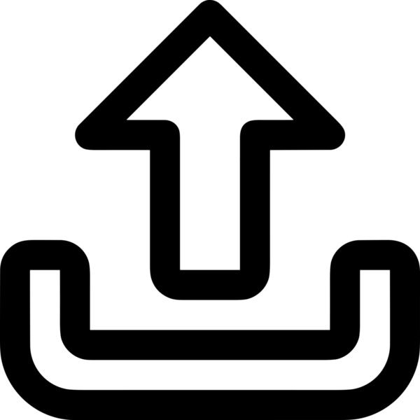 Siyah ve Beyaz Logo Simgesi PNG Biçimini Yükle. Web Sitesi Düğmesi, Mobil Uygulama Arayüzü, Dosya Aktarımı, Belge Paylaşımı, Bulut Depolama ve Veri Yedekleme için Minimalist Düz Tasarımlı Tek Renkli Ok Gönderme İşareti Grafiksel Elemanı