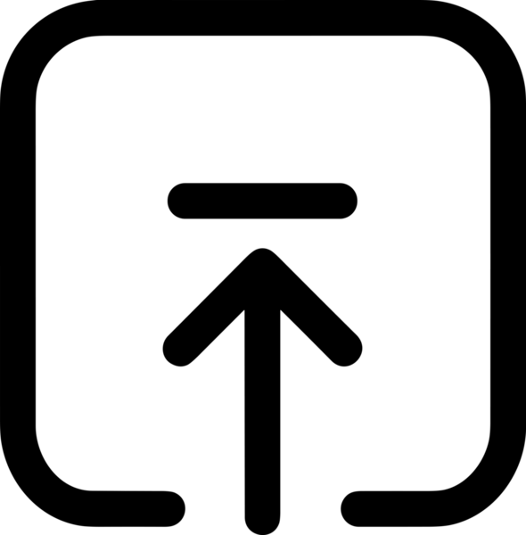 Siyah ve Beyaz Logo Simgesi PNG Biçimini Yükle. Web Sitesi Düğmesi, Mobil Uygulama Arayüzü, Dosya Aktarımı, Belge Paylaşımı, Bulut Depolama ve Veri Yedekleme için Minimalist Düz Tasarımlı Tek Renkli Ok Gönderme İşareti Grafiksel Elemanı