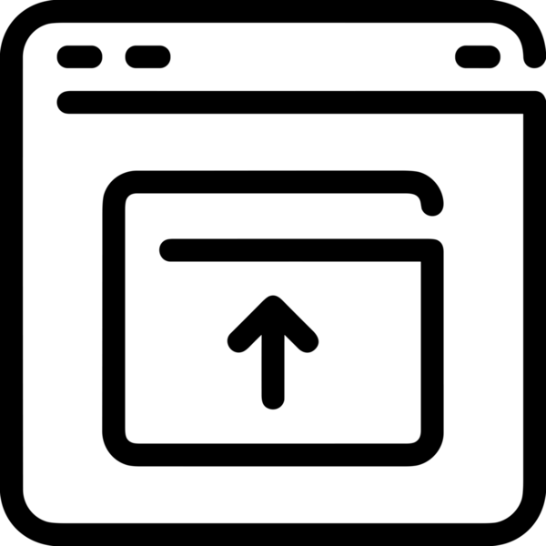 Siyah ve Beyaz Logo Simgesi PNG Biçimini Yükle. Web Sitesi Düğmesi, Mobil Uygulama Arayüzü, Dosya Aktarımı, Belge Paylaşımı, Bulut Depolama ve Veri Yedekleme için Minimalist Düz Tasarımlı Tek Renkli Ok Gönderme İşareti Grafiksel Elemanı