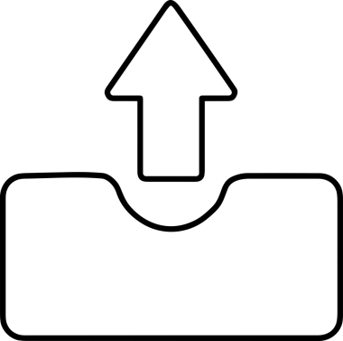 Siyah ve Beyaz Logo Simgesi PNG Biçimini Yükle. Web Sitesi Düğmesi, Mobil Uygulama Arayüzü, Dosya Aktarımı, Belge Paylaşımı, Bulut Depolama ve Veri Yedekleme için Minimalist Düz Tasarımlı Tek Renkli Ok Gönderme İşareti Grafiksel Elemanı