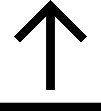 Siyah ve Beyaz Logo Simgesi PNG Biçimini Yükle. Web Sitesi Düğmesi, Mobil Uygulama Arayüzü, Dosya Aktarımı, Belge Paylaşımı, Bulut Depolama ve Veri Yedekleme için Minimalist Düz Tasarımlı Tek Renkli Ok Gönderme İşareti Grafiksel Elemanı