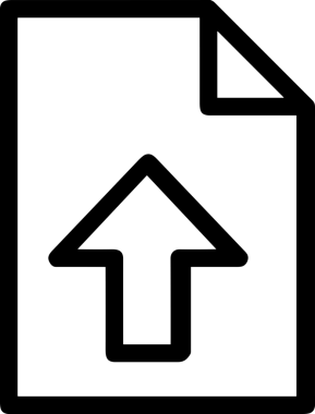 Siyah ve Beyaz Logo Simgesi PNG Biçimini Yükle. Web Sitesi Düğmesi, Mobil Uygulama Arayüzü, Dosya Aktarımı, Belge Paylaşımı, Bulut Depolama ve Veri Yedekleme için Minimalist Düz Tasarımlı Tek Renkli Ok Gönderme İşareti Grafiksel Elemanı