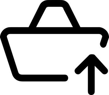 Siyah ve Beyaz Logo Simgesi PNG Biçimini Yükle. Web Sitesi Düğmesi, Mobil Uygulama Arayüzü, Dosya Aktarımı, Belge Paylaşımı, Bulut Depolama ve Veri Yedekleme için Minimalist Düz Tasarımlı Tek Renkli Ok Gönderme İşareti Grafiksel Elemanı