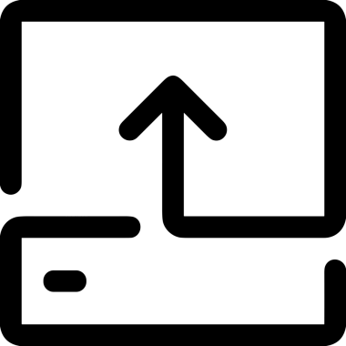 Siyah ve Beyaz Logo Simgesi PNG Biçimini Yükle. Web Sitesi Düğmesi, Mobil Uygulama Arayüzü, Dosya Aktarımı, Belge Paylaşımı, Bulut Depolama ve Veri Yedekleme için Minimalist Düz Tasarımlı Tek Renkli Ok Gönderme İşareti Grafiksel Elemanı