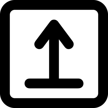 Siyah ve Beyaz Logo Simgesi PNG Biçimini Yükle. Web Sitesi Düğmesi, Mobil Uygulama Arayüzü, Dosya Aktarımı, Belge Paylaşımı, Bulut Depolama ve Veri Yedekleme için Minimalist Düz Tasarımlı Tek Renkli Ok Gönderme İşareti Grafiksel Elemanı