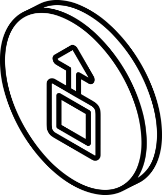 Siyah ve Beyaz Logo Simgesi PNG Biçimini Yükle. Web Sitesi Düğmesi, Mobil Uygulama Arayüzü, Dosya Aktarımı, Belge Paylaşımı, Bulut Depolama ve Veri Yedekleme için Minimalist Düz Tasarımlı Tek Renkli Ok Gönderme İşareti Grafiksel Elemanı