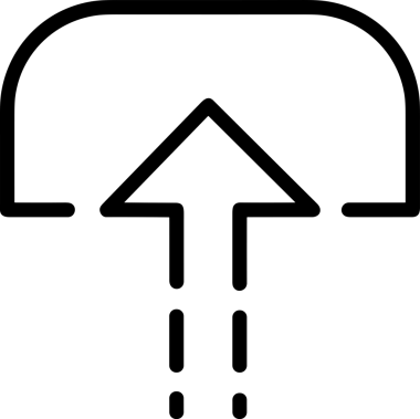 Siyah ve Beyaz Logo Simgesi PNG Biçimini Yükle. Web Sitesi Düğmesi, Mobil Uygulama Arayüzü, Dosya Aktarımı, Belge Paylaşımı, Bulut Depolama ve Veri Yedekleme için Minimalist Düz Tasarımlı Tek Renkli Ok Gönderme İşareti Grafiksel Elemanı