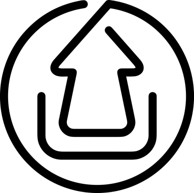 Siyah ve Beyaz Logo Simgesi PNG Biçimini Yükle. Web Sitesi Düğmesi, Mobil Uygulama Arayüzü, Dosya Aktarımı, Belge Paylaşımı, Bulut Depolama ve Veri Yedekleme için Minimalist Düz Tasarımlı Tek Renkli Ok Gönderme İşareti Grafiksel Elemanı