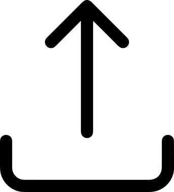 Siyah ve Beyaz Logo Simgesi PNG Biçimini Yükle. Web Sitesi Düğmesi, Mobil Uygulama Arayüzü, Dosya Aktarımı, Belge Paylaşımı, Bulut Depolama ve Veri Yedekleme için Minimalist Düz Tasarımlı Tek Renkli Ok Gönderme İşareti Grafiksel Elemanı