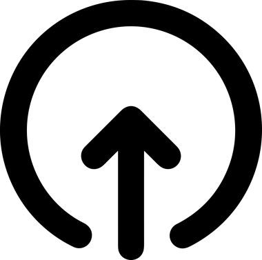 Siyah ve Beyaz Logo Simgesi PNG Biçimini Yükle. Web Sitesi Düğmesi, Mobil Uygulama Arayüzü, Dosya Aktarımı, Belge Paylaşımı, Bulut Depolama ve Veri Yedekleme için Minimalist Düz Tasarımlı Tek Renkli Ok Gönderme İşareti Grafiksel Elemanı