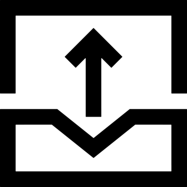 Siyah ve Beyaz Logo Simgesi PNG Biçimini Yükle. Web Sitesi Düğmesi, Mobil Uygulama Arayüzü, Dosya Aktarımı, Belge Paylaşımı, Bulut Depolama ve Veri Yedekleme için Minimalist Düz Tasarımlı Tek Renkli Ok Gönderme İşareti Grafiksel Elemanı
