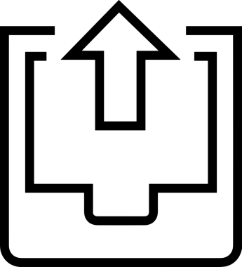 Siyah ve Beyaz Logo Simgesi PNG Biçimini Yükle. Web Sitesi Düğmesi, Mobil Uygulama Arayüzü, Dosya Aktarımı, Belge Paylaşımı, Bulut Depolama ve Veri Yedekleme için Minimalist Düz Tasarımlı Tek Renkli Ok Gönderme İşareti Grafiksel Elemanı