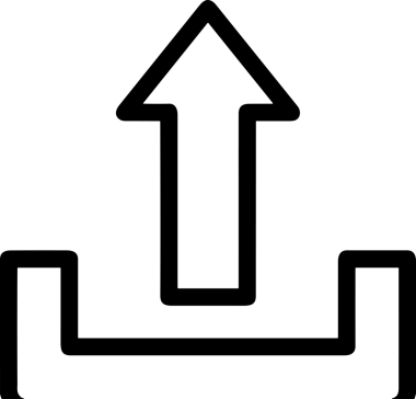 Siyah ve Beyaz Logo Simgesi PNG Biçimini Yükle. Web Sitesi Düğmesi, Mobil Uygulama Arayüzü, Dosya Aktarımı, Belge Paylaşımı, Bulut Depolama ve Veri Yedekleme için Minimalist Düz Tasarımlı Tek Renkli Ok Gönderme İşareti Grafiksel Elemanı