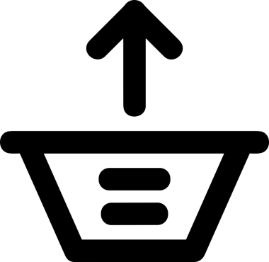 Siyah ve Beyaz Logo Simgesi PNG Biçimini Yükle. Web Sitesi Düğmesi, Mobil Uygulama Arayüzü, Dosya Aktarımı, Belge Paylaşımı, Bulut Depolama ve Veri Yedekleme için Minimalist Düz Tasarımlı Tek Renkli Ok Gönderme İşareti Grafiksel Elemanı
