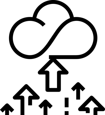 Siyah ve Beyaz Logo Simgesi PNG Biçimini Yükle. Web Sitesi Düğmesi, Mobil Uygulama Arayüzü, Dosya Aktarımı, Belge Paylaşımı, Bulut Depolama ve Veri Yedekleme için Minimalist Düz Tasarımlı Tek Renkli Ok Gönderme İşareti Grafiksel Elemanı