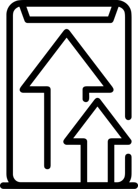 Siyah ve Beyaz Logo Simgesi PNG Biçimini Yükle. Web Sitesi Düğmesi, Mobil Uygulama Arayüzü, Dosya Aktarımı, Belge Paylaşımı, Bulut Depolama ve Veri Yedekleme için Minimalist Düz Tasarımlı Tek Renkli Ok Gönderme İşareti Grafiksel Elemanı