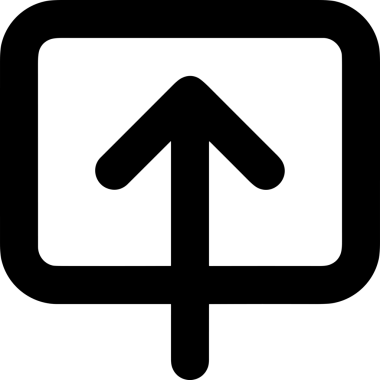 Siyah ve Beyaz Logo Simgesi PNG Biçimini Yükle. Web Sitesi Düğmesi, Mobil Uygulama Arayüzü, Dosya Aktarımı, Belge Paylaşımı, Bulut Depolama ve Veri Yedekleme için Minimalist Düz Tasarımlı Tek Renkli Ok Gönderme İşareti Grafiksel Elemanı