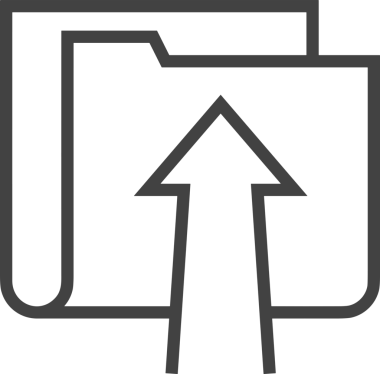 Siyah ve Beyaz Logo Simgesi PNG Biçimini Yükle. Web Sitesi Düğmesi, Mobil Uygulama Arayüzü, Dosya Aktarımı, Belge Paylaşımı, Bulut Depolama ve Veri Yedekleme için Minimalist Düz Tasarımlı Tek Renkli Ok Gönderme İşareti Grafiksel Elemanı