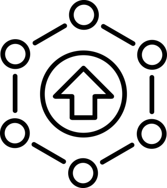 Siyah ve Beyaz Logo Simgesi PNG Biçimini Yükle. Web Sitesi Düğmesi, Mobil Uygulama Arayüzü, Dosya Aktarımı, Belge Paylaşımı, Bulut Depolama ve Veri Yedekleme için Minimalist Düz Tasarımlı Tek Renkli Ok Gönderme İşareti Grafiksel Elemanı