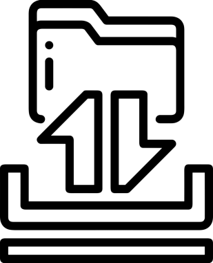 Siyah ve Beyaz Logo Simgesi PNG Biçimini Yükle. Web Sitesi Düğmesi, Mobil Uygulama Arayüzü, Dosya Aktarımı, Belge Paylaşımı, Bulut Depolama ve Veri Yedekleme için Minimalist Düz Tasarımlı Tek Renkli Ok Gönderme İşareti Grafiksel Elemanı