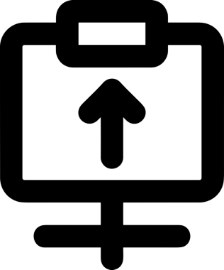 Siyah ve Beyaz Logo Simgesi PNG Biçimini Yükle. Web Sitesi Düğmesi, Mobil Uygulama Arayüzü, Dosya Aktarımı, Belge Paylaşımı, Bulut Depolama ve Veri Yedekleme için Minimalist Düz Tasarımlı Tek Renkli Ok Gönderme İşareti Grafiksel Elemanı