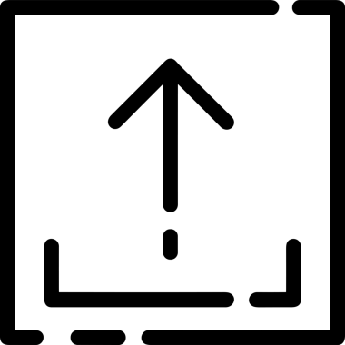 Siyah ve Beyaz Logo Simgesi PNG Biçimini Yükle. Web Sitesi Düğmesi, Mobil Uygulama Arayüzü, Dosya Aktarımı, Belge Paylaşımı, Bulut Depolama ve Veri Yedekleme için Minimalist Düz Tasarımlı Tek Renkli Ok Gönderme İşareti Grafiksel Elemanı