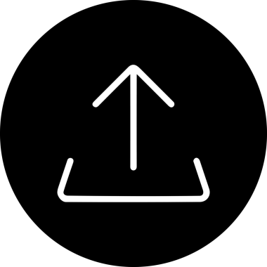 Siyah ve Beyaz Logo Simgesi PNG Biçimini Yükle. Web Sitesi Düğmesi, Mobil Uygulama Arayüzü, Dosya Aktarımı, Belge Paylaşımı, Bulut Depolama ve Veri Yedekleme için Minimalist Düz Tasarımlı Tek Renkli Ok Gönderme İşareti Grafiksel Elemanı