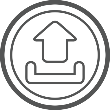 Siyah ve Beyaz Logo Simgesi PNG Biçimini Yükle. Web Sitesi Düğmesi, Mobil Uygulama Arayüzü, Dosya Aktarımı, Belge Paylaşımı, Bulut Depolama ve Veri Yedekleme için Minimalist Düz Tasarımlı Tek Renkli Ok Gönderme İşareti Grafiksel Elemanı