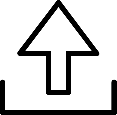 Siyah ve Beyaz Logo Simgesi PNG Biçimini Yükle. Web Sitesi Düğmesi, Mobil Uygulama Arayüzü, Dosya Aktarımı, Belge Paylaşımı, Bulut Depolama ve Veri Yedekleme için Minimalist Düz Tasarımlı Tek Renkli Ok Gönderme İşareti Grafiksel Elemanı